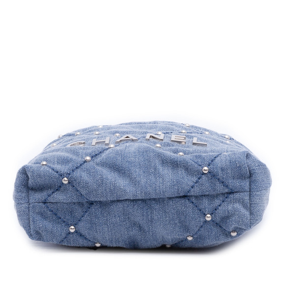 Pre-Loved Chanel Mini Denim Studded 22 Handbag - Picture 3 of 10